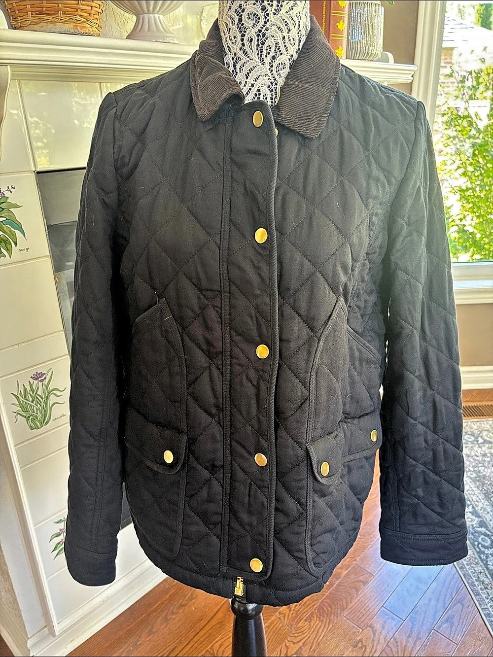 J.Crew Quilted Barn Jacket Quilted Utility Jacket in Black Size Medium
